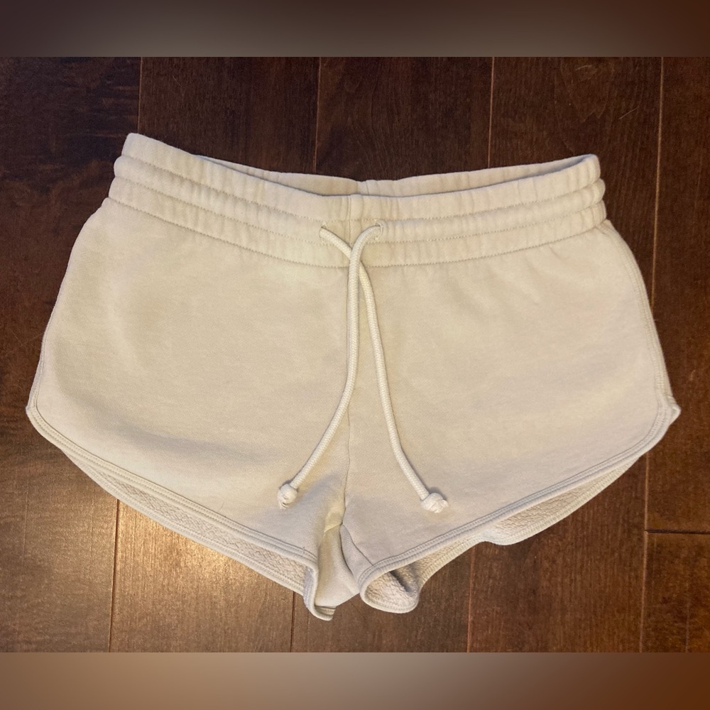 TNA Aritzia Cozy Fleece Boyfriend Sweatshorts in Light Green